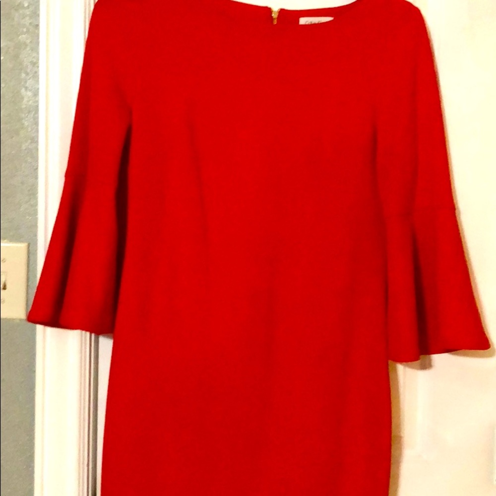 Calvin Klein wide 3/4 loose sleeves, red dress